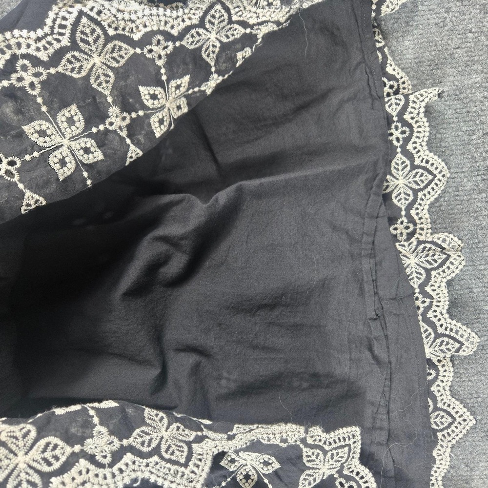 En Saison Dress Women Medium Black  Eyelet Embroidered Cotton Mini - Picture 6 of 9